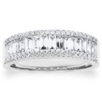 1.00ctw Baguette and Round Brilliant Cut Diamond Ring, 18ct White Gold