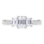 1.00ctw Emerald Cut Diamond 3 Stone Ring, 18ct White Gold - Image 4