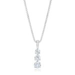 1.00ctw Round Brilliant Cut 3 Stone Diamond Pendant, 14ct White Gold