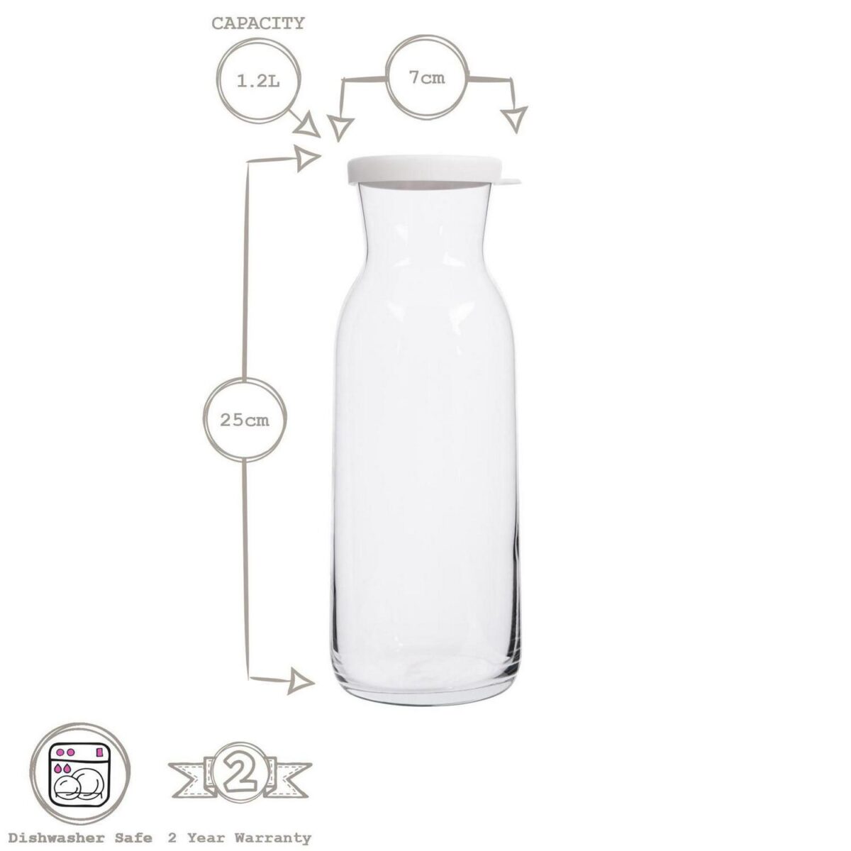 1.2L Fonte Glass Carafes Clear Water Wine Decanter Bottle with Lid - Image 3
