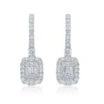 1.50ctw Baguette and Round Brilliant Cut Diamond Earrings, 14ct White Gold - Image 3