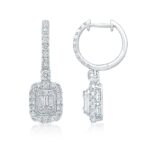 1.50ctw Baguette and Round Brilliant Cut Diamond Earrings, 14ct White Gold - Image 4