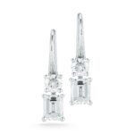 1.80ctw Round Brilliant and Emerald Cut Diamond Earrings, 18ct White Gold - Image 2