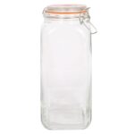 1x 2L Square Glass Jar with Clip-Top Lid Airtight Food Storage Canister