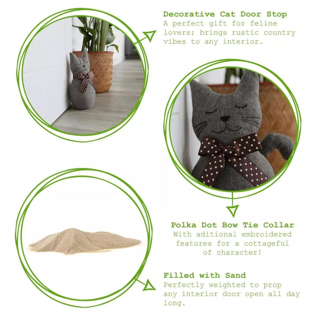 1x/2x Animal Door Stop Vintage Fabric Decorative Home Office Door Stop Stopper - Image 2