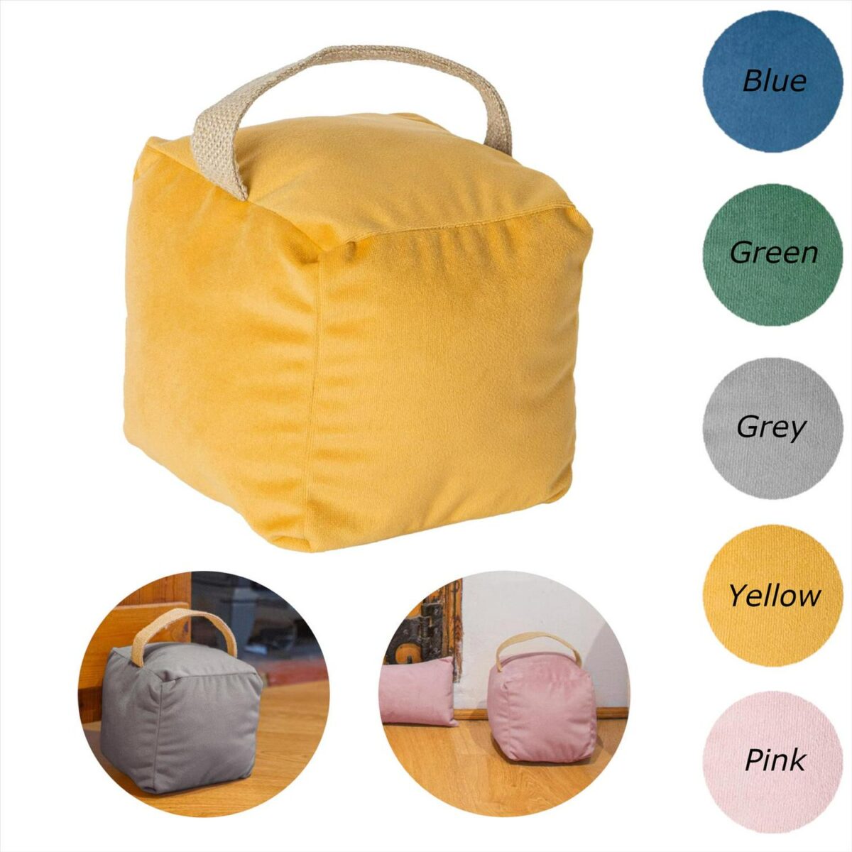 1x/2x Weighted Door Stop Velvet Cube Doorstop Heavy Fabric Door Stopper - Image 1