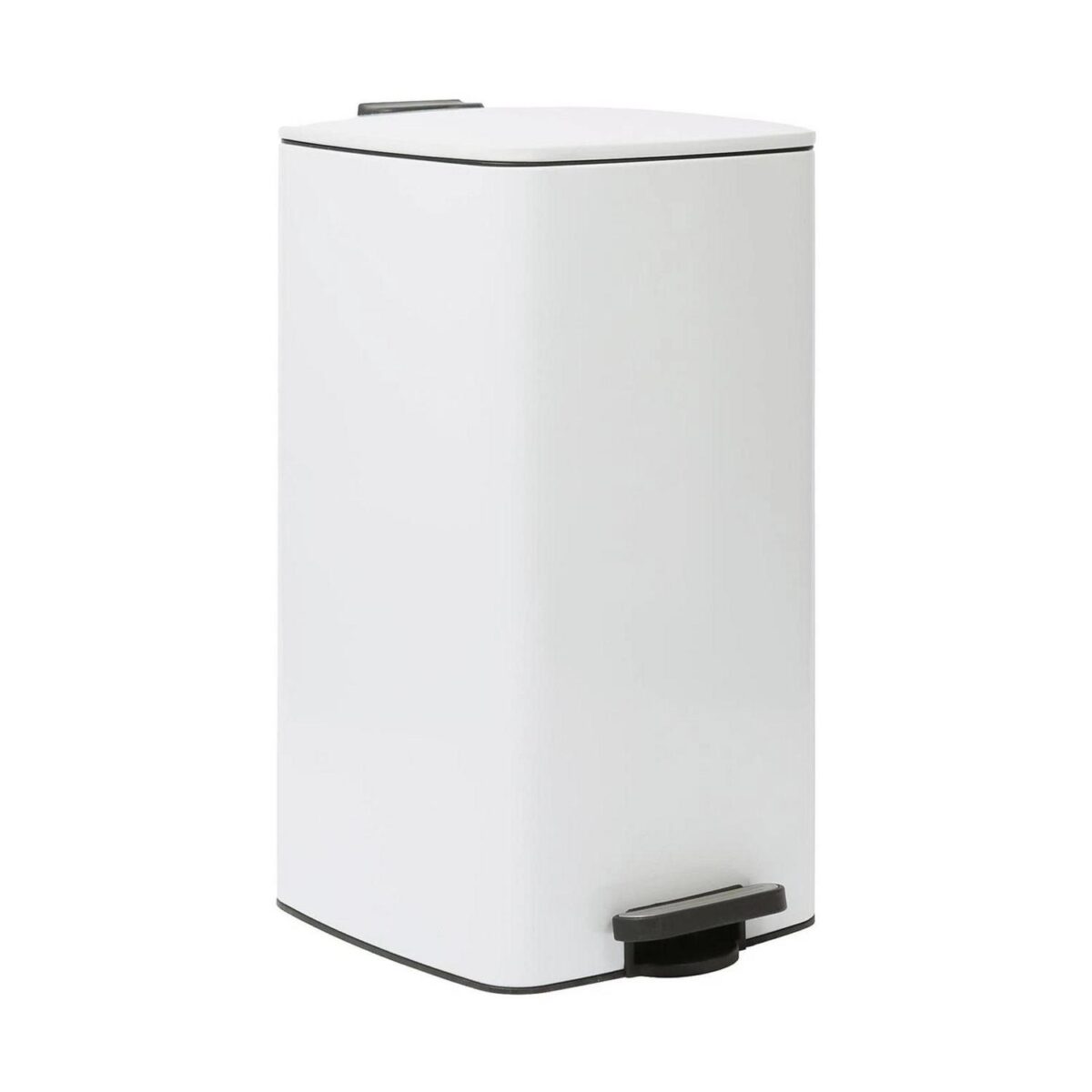 1x 30L Square Stainless Steel Kitchen Pedal Bin White Rubbish Waste Dustbin - Image 1