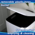 1x 30L Square Stainless Steel Kitchen Pedal Bin White Rubbish Waste Dustbin - Image 4