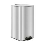 1x 30L Square Stainless Steel Kitchen Pedal Bin Brushed Rubbish Waste Dustbin