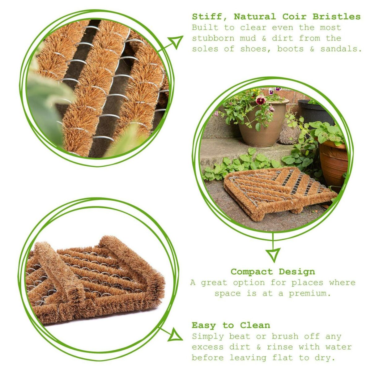 1x 35cm x 30cm Natural Coir Scraper Door Mat Non-Slip Outdoor Kitchen Rug - Image 2