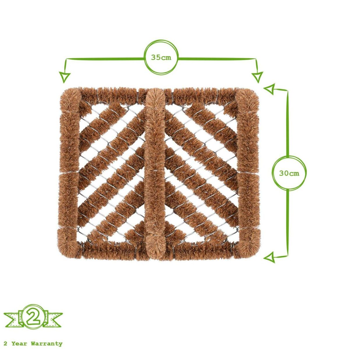 1x 35cm x 30cm Natural Coir Scraper Door Mat Non-Slip Outdoor Kitchen Rug - Image 3