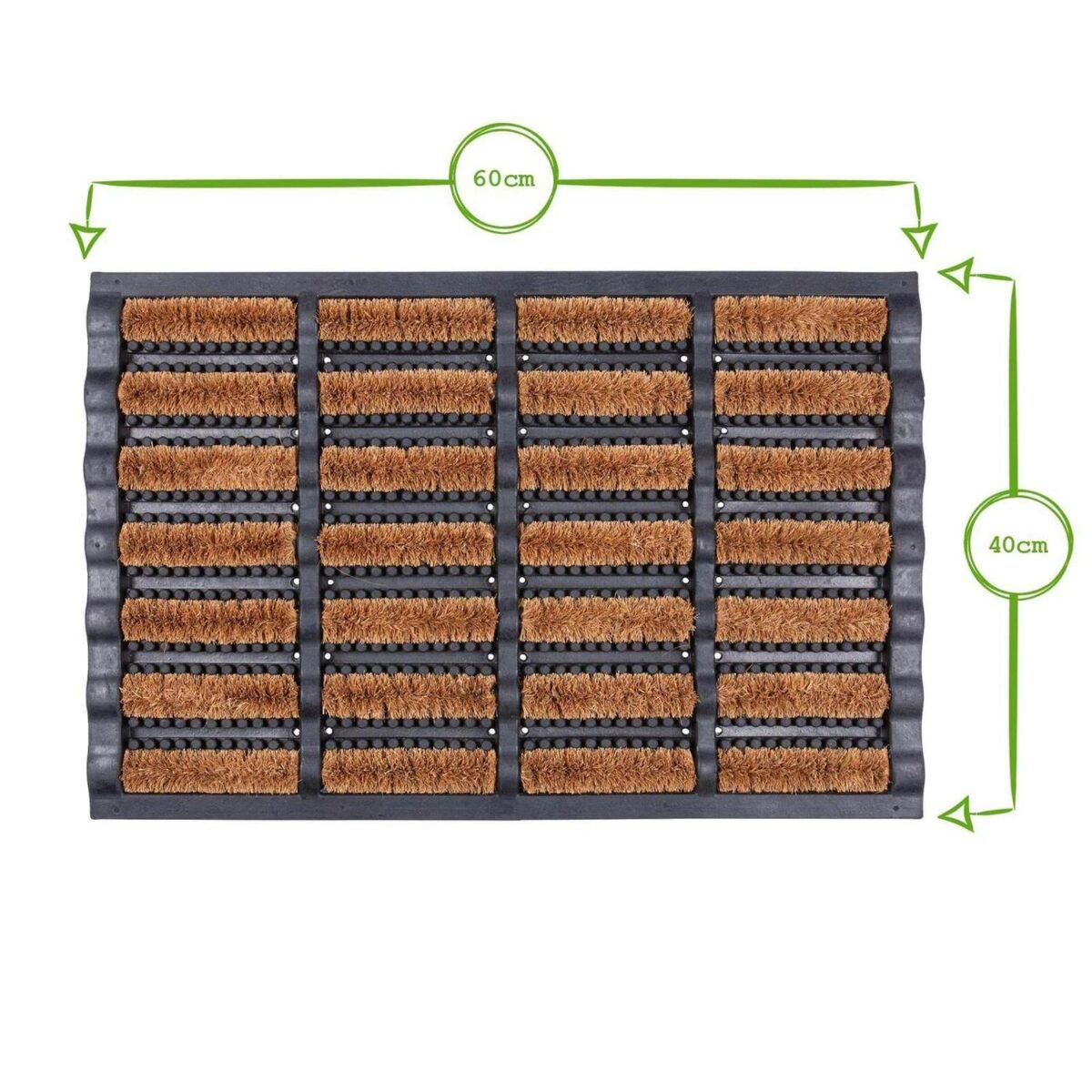 1x 60cm x 40cm Heavy Duty Rubber Coir Scraper Door Mat Non-Slip Outdoor - Image 3