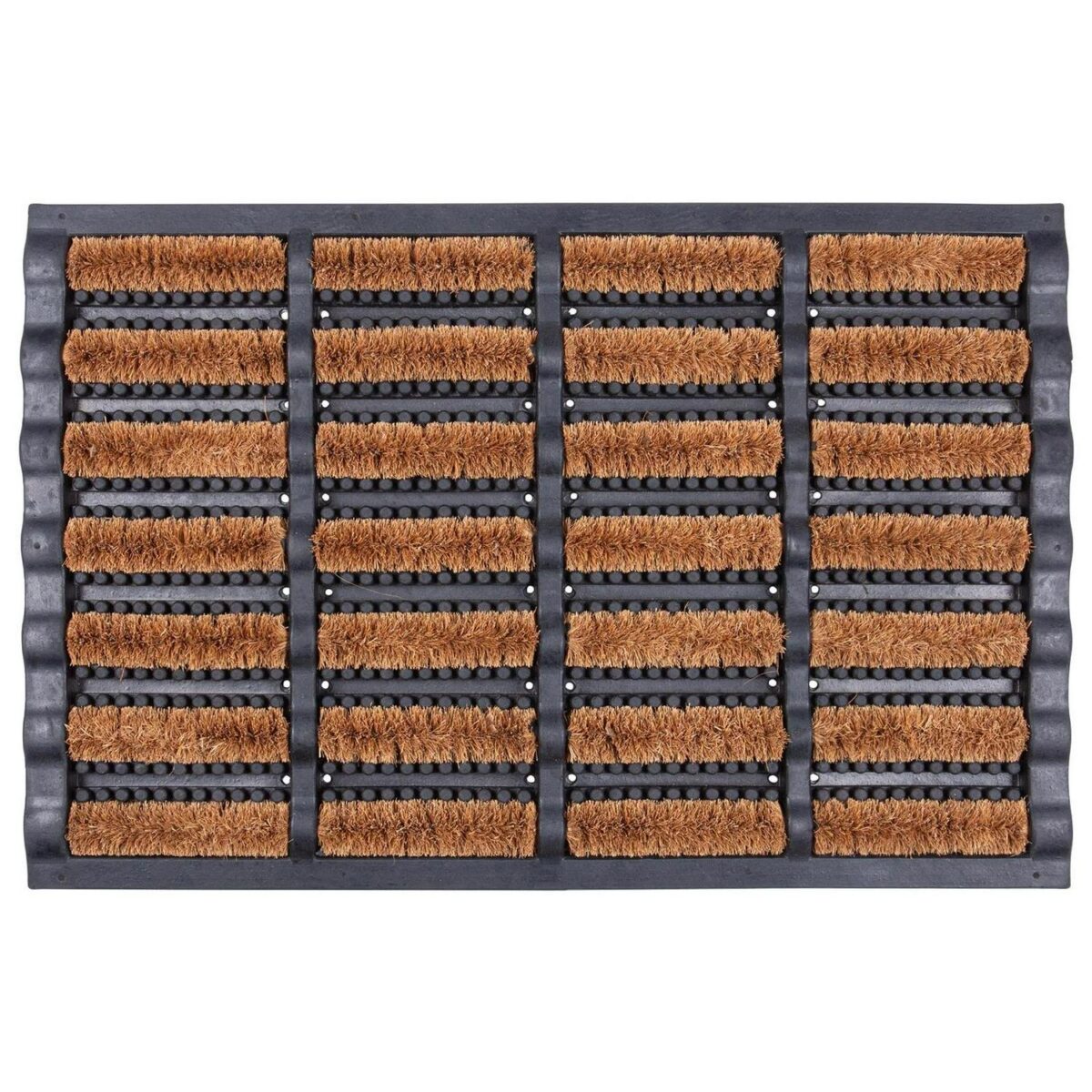 1x 60cm x 40cm Heavy Duty Rubber Coir Scraper Door Mat Non-Slip Outdoor - Image 1
