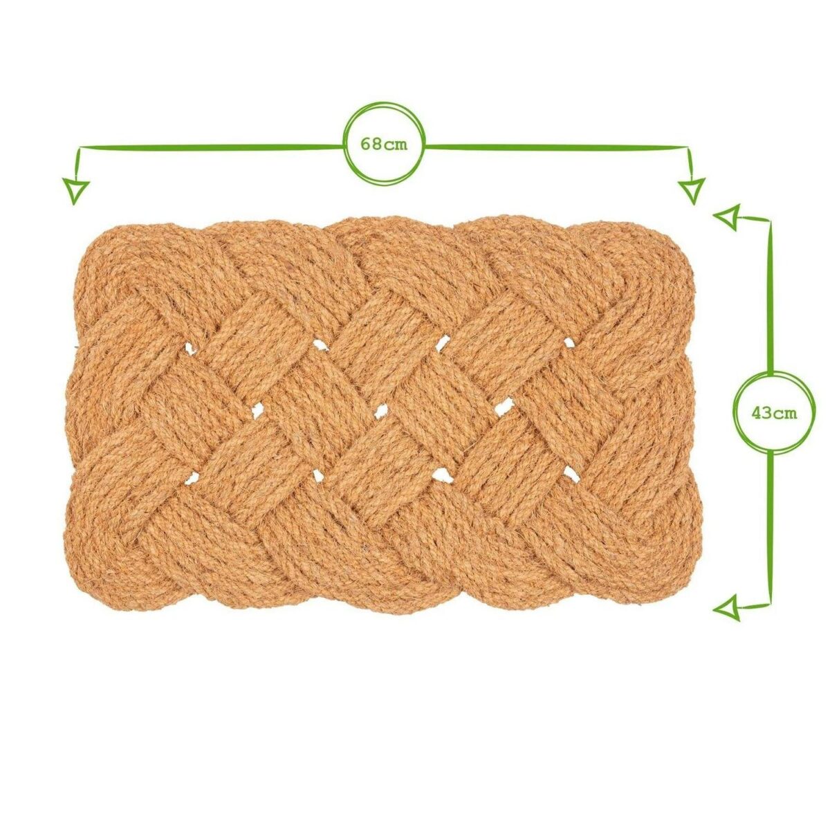 1x 68cm x 43cm Natural Coir Knotted Door Mat Non-Slip Indoor Kitchen Rug - Image 3