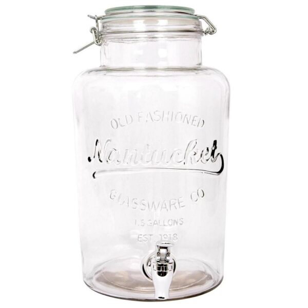 1x 6.5L Glass Drinks Dispenser with Tap Cold Water Lemonade Container Jug