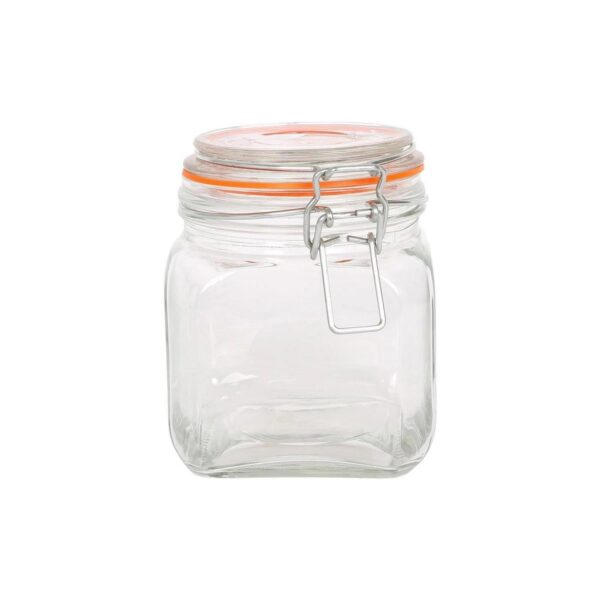 1x 760ml Square Glass Jar with Clip-Top Lid Airtight Food Storage Canister