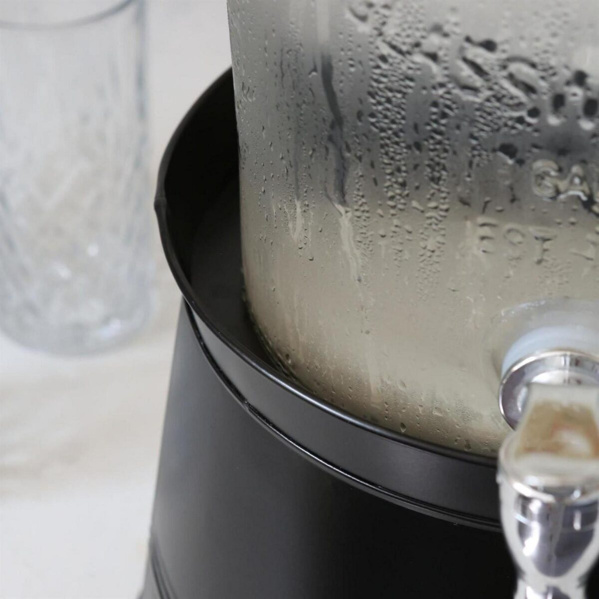 1x 8.7L Glass Drinks Dispenser with Tap and Black Bucket Stand Cold Water Jug - Image 7