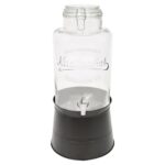 1x 8.7L Glass Drinks Dispenser with Tap and Black Bucket Stand Cold Water Jug