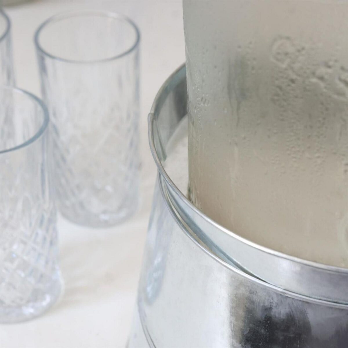 1x 8.7L Glass Drinks Dispenser with Tap and Silver Bucket Stand Cold Water Jug - Image 6