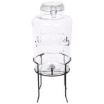 1x 8.7L Glass Drinks Dispenser with Tap and Black Stand Cold Water Jug