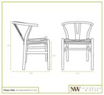 1x Beech Wooden Wishbone Dining Chair Blue/Natural Mid-Century Modern Seat - Image 5