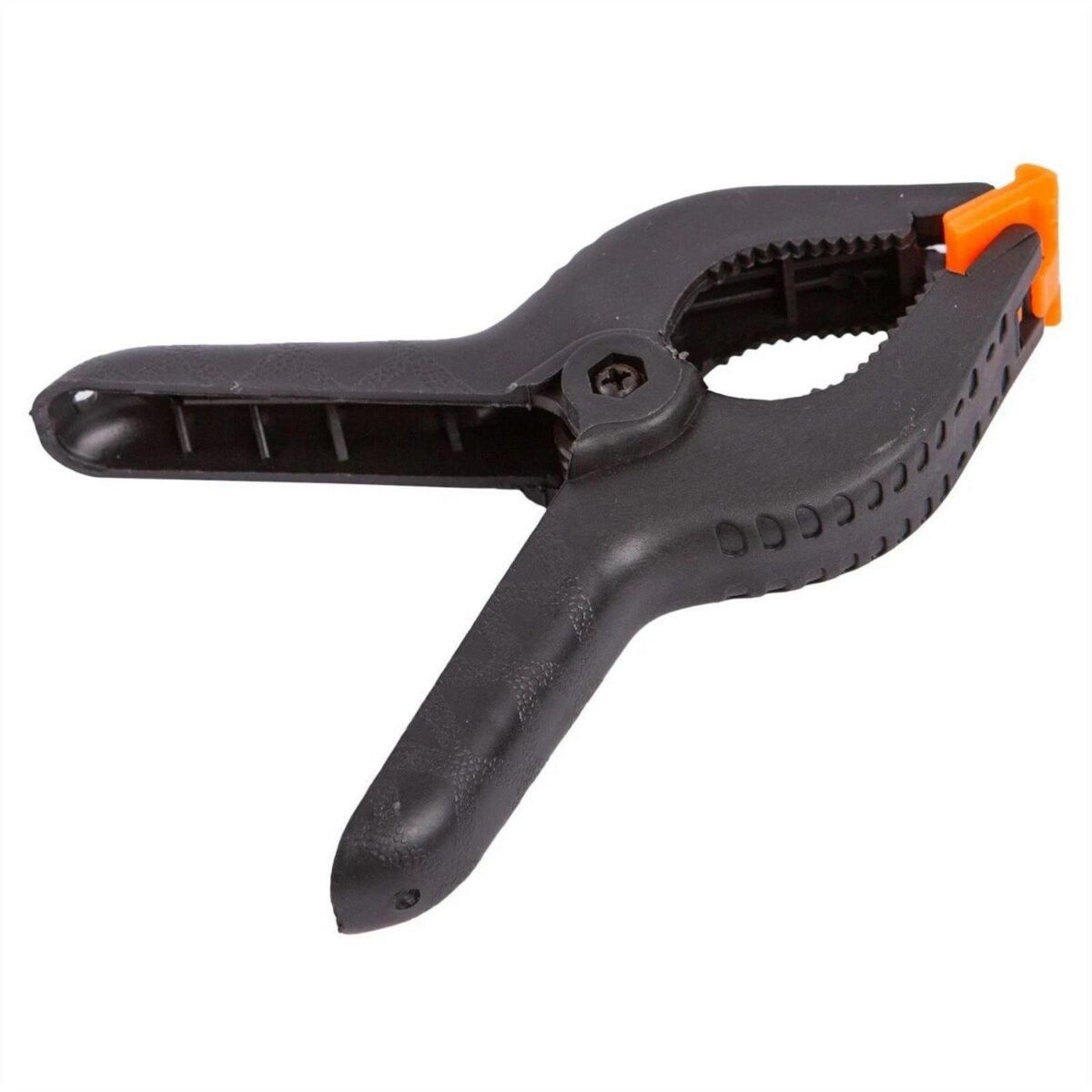 1x Black 152mm Heavy-Duty Spring Clamp Plastic Wood Grip Woodwork Clamp Clips - Image 1