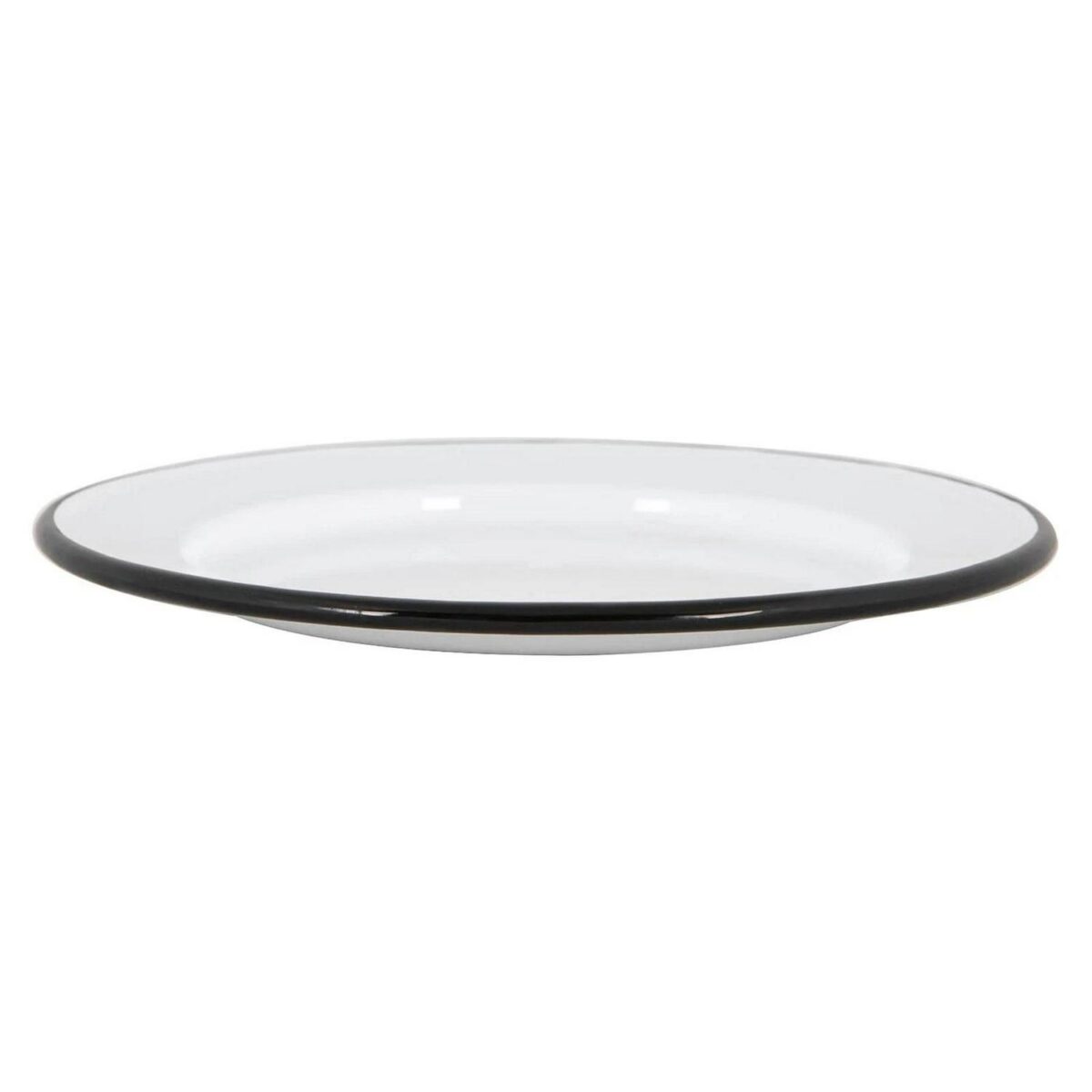 1x Black 20cm White Enamel Side Plate Metal Outdoor Camping Food Dishes - Image 4