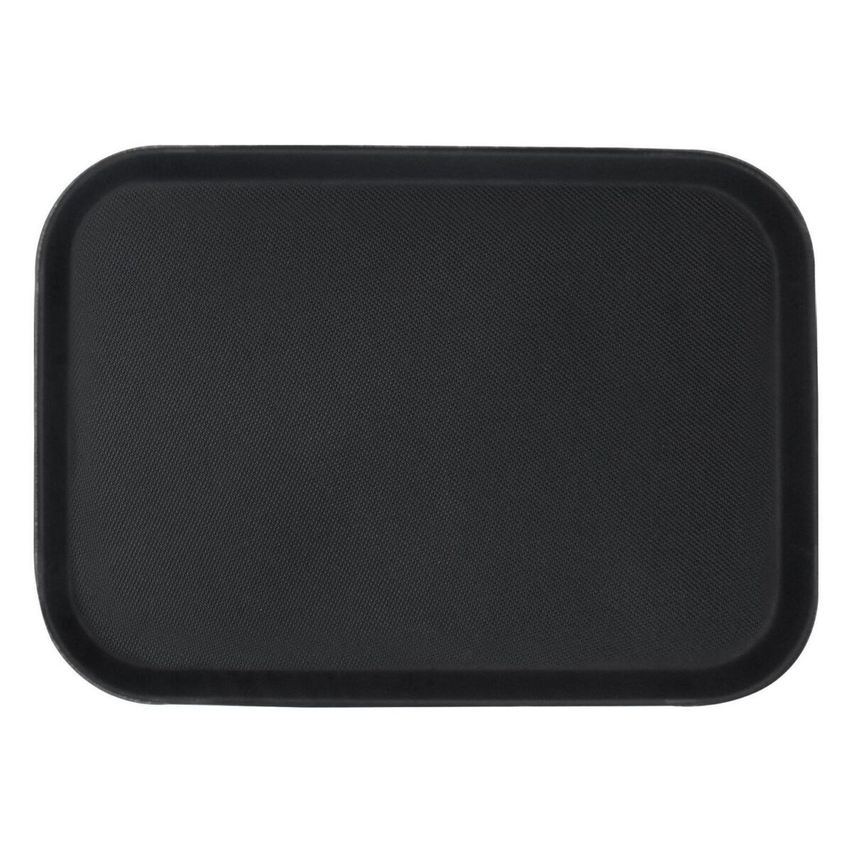 1x Black 35.5cm x 25cm Rectangle Non-Slip Serving Tray Plastic Food Tea Trays - Image 1