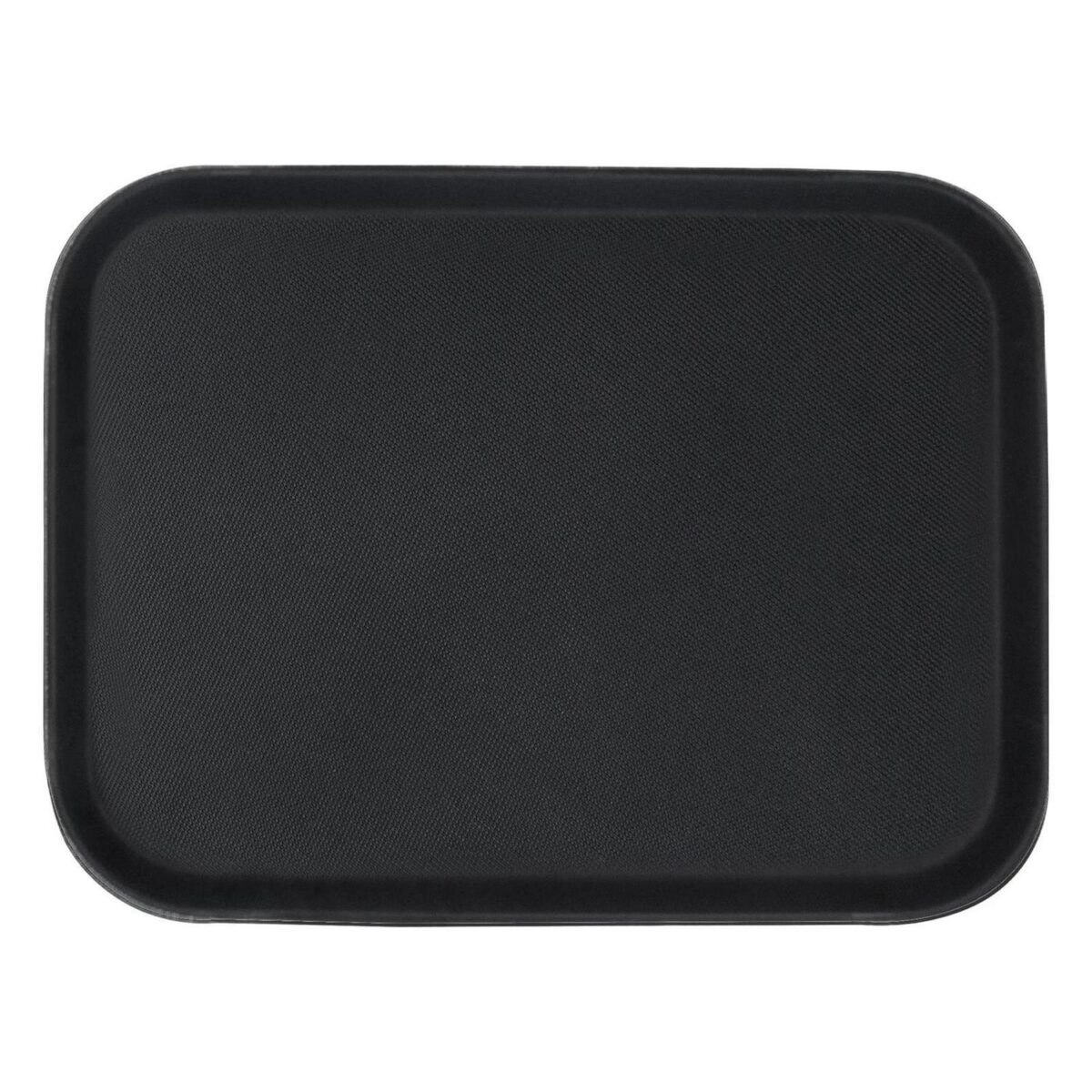 1x Black 41cm x 30.5cm Rectangle Non-Slip Serving Tray Plastic Food Tea Trays - Image 1