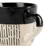 1x Black 450ml Dipped Dash Stoneware Coffee Mug Large Ceramic Tea Cups Set - Image 4