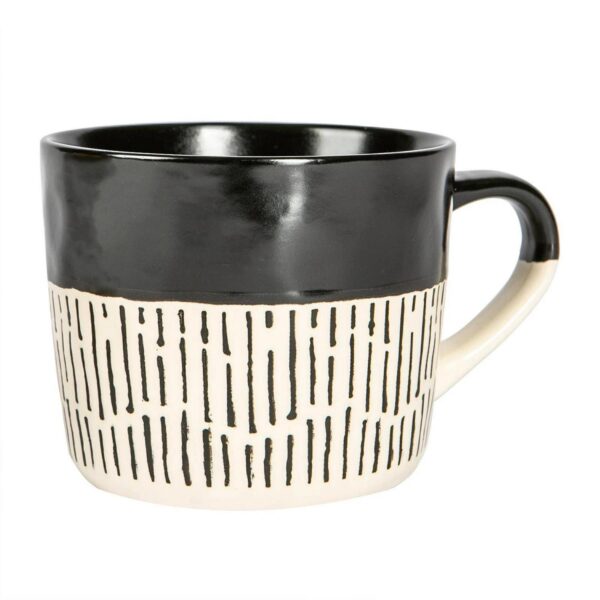 1x Black 450ml Dipped Dash Stoneware Coffee Mug Large Ceramic Tea Cups Set