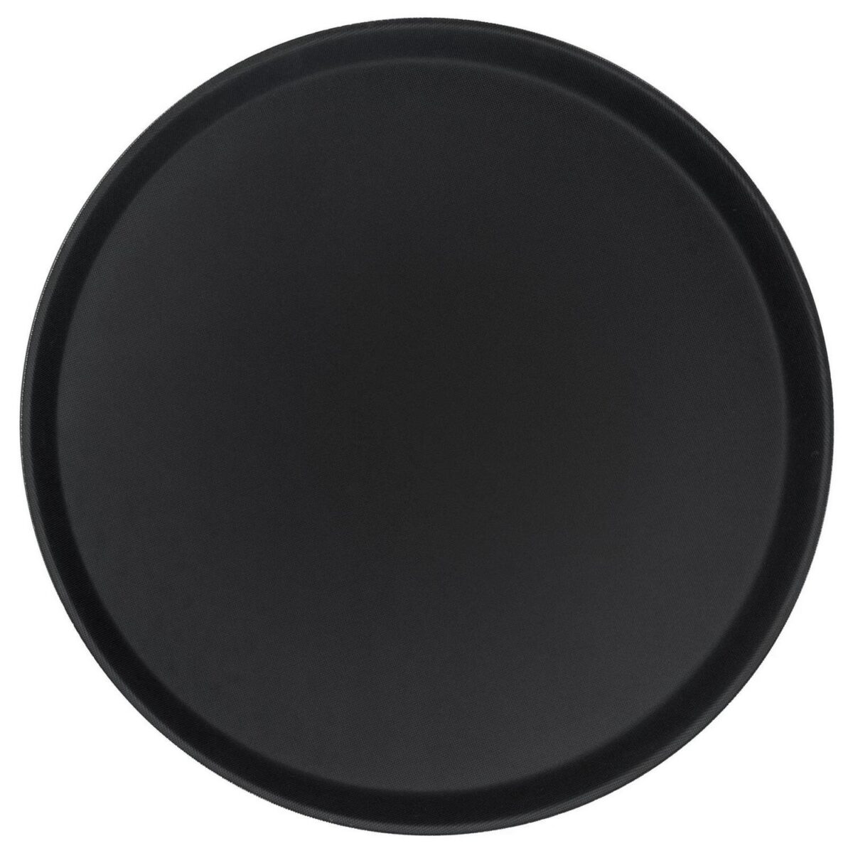 1x Black 45.5cm Round Non-Slip Serving Tray Plastic Food Tea Dinner Trays - Image 1