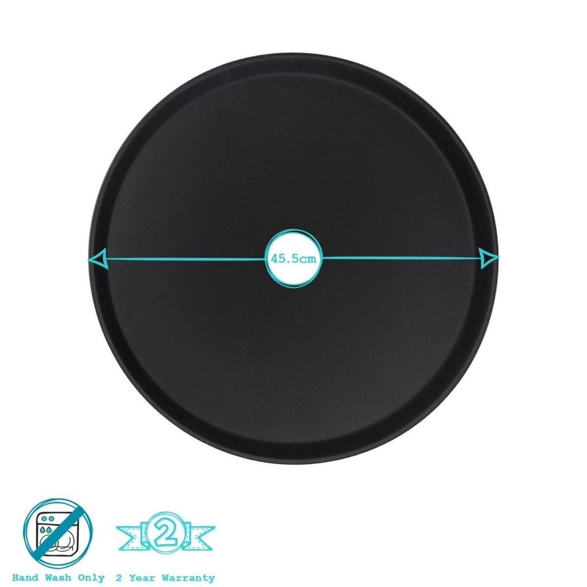 1x Black 45.5cm Round Non-Slip Serving Tray Plastic Food Tea Dinner Trays - Image 3