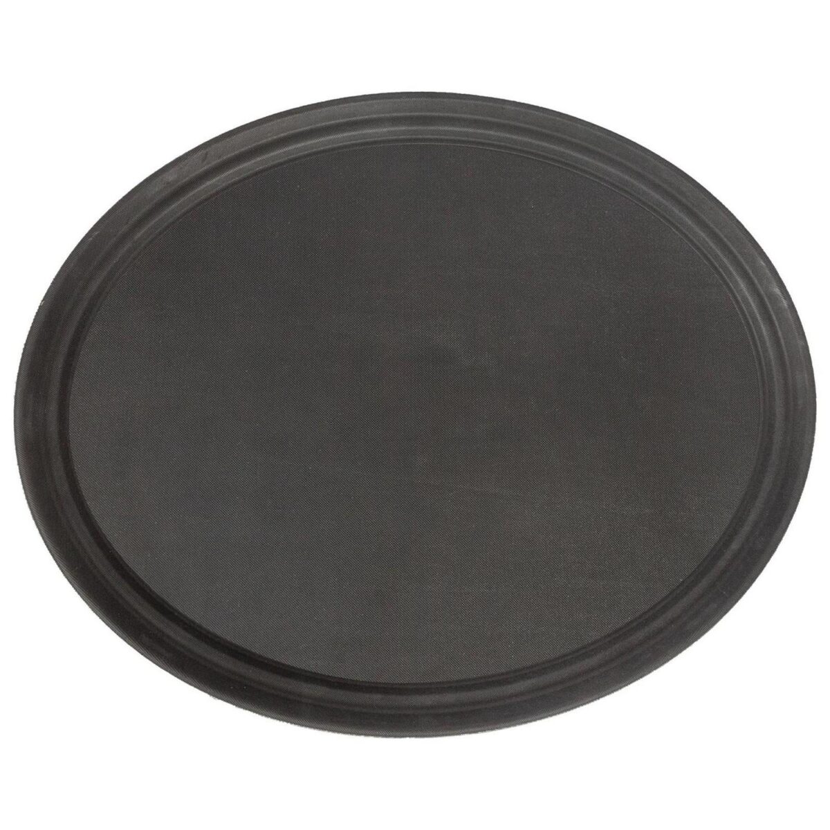 1x Black 63.5cm x 52cm Oval Non-Slip Serving Tray Plastic Food Tea Dinner Trays - Image 1