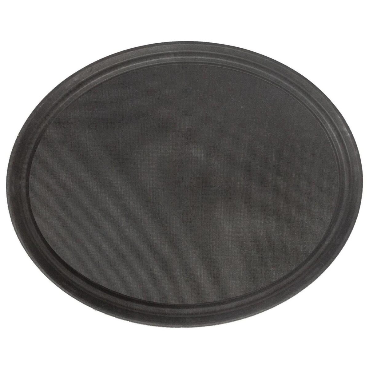 1x Black 68.5cm x 56cm Oval Non-Slip Serving Tray Plastic Food Tea Dinner Trays - Image 1