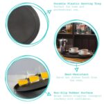 1x Black 79cm x 66cm Oval Non-Slip Serving Tray Plastic Food Tea Dinner Trays - Image 2