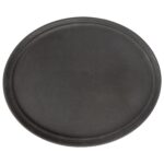 1x Black 79cm x 66cm Oval Non-Slip Serving Tray Plastic Food Tea Dinner Trays