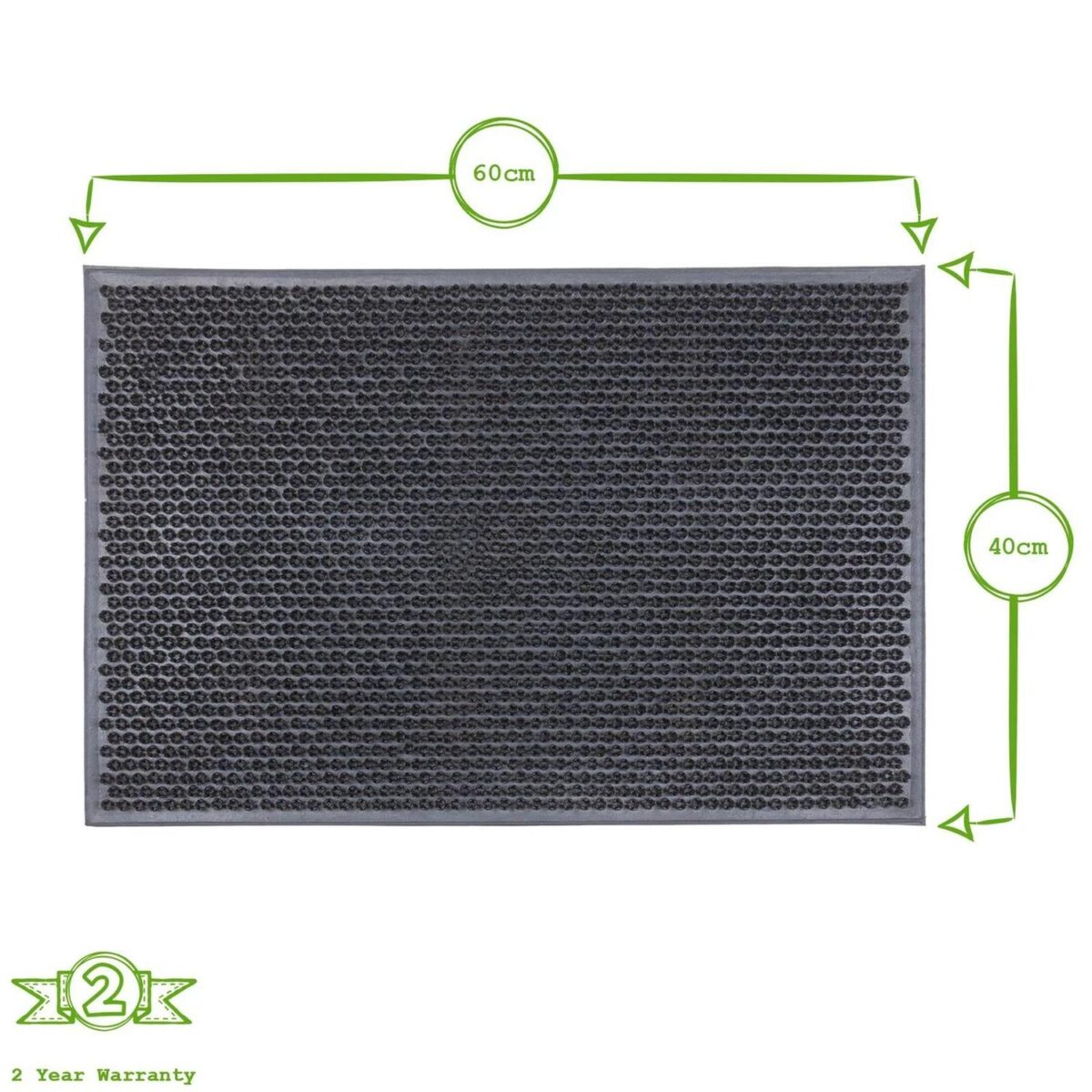1x Black Classic 60cm x 40cm Heavy Duty Rubber Dirt Trapper Door Mat Non-Slip - Image 3