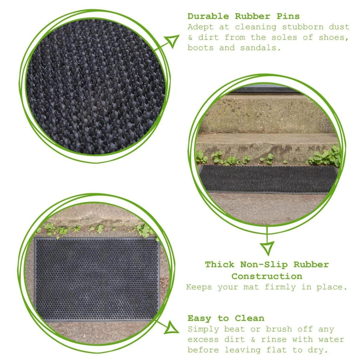 1x Black Classic 60cm x 40cm Heavy Duty Rubber Dirt Trapper Door Mat Non-Slip - Image 2
