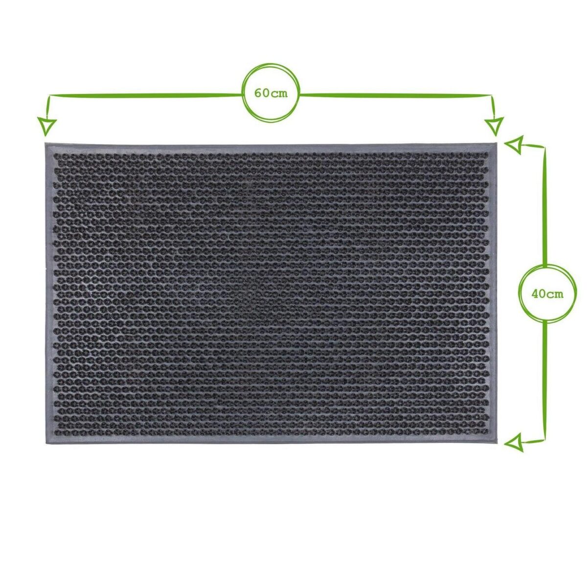 1x Black Classic 60cm x 40cm Heavy Duty Rubber Dirt Trapper Door Mat Non-Slip - Image 3
