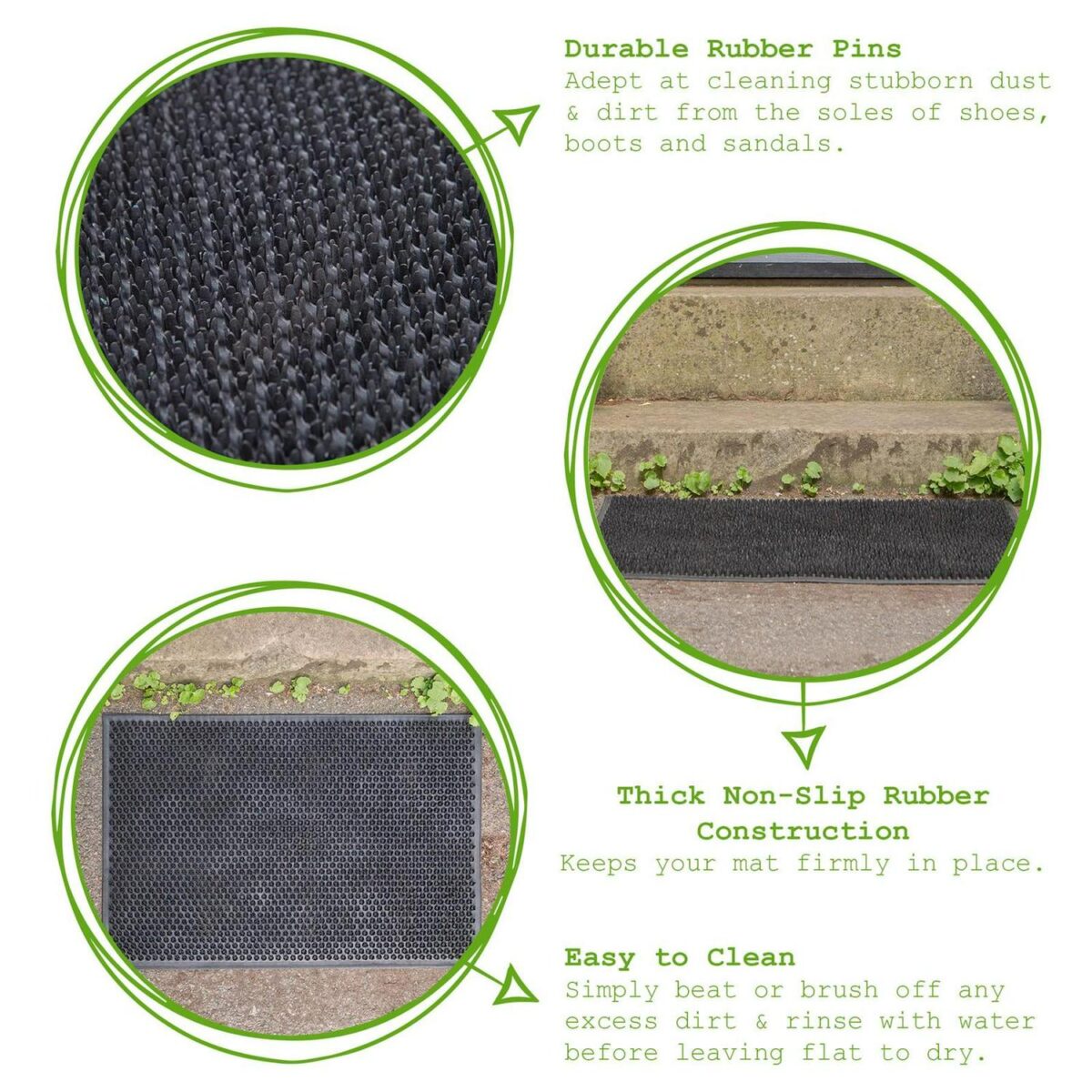 1x Black Classic 60cm x 40cm Heavy Duty Rubber Dirt Trapper Door Mat Non-Slip - Image 2