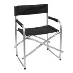 1x Black Folding Aluminium Directors Chair Folding Portable Outdoor Fishing Seat