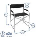 1x Black Folding Aluminium Directors Chair Folding Portable Outdoor Fishing Seat - Image 3