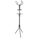 1x Black Free-Standing Steel Coat Rack Clothes Hat Umbrella Hanger Tree Stand