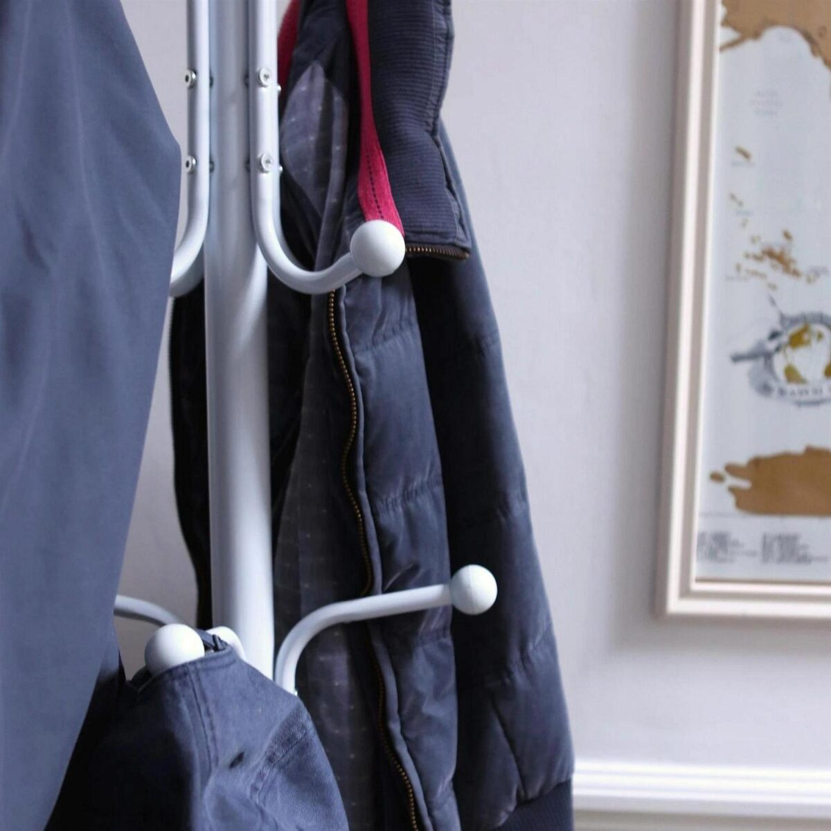 1x Black Free-Standing Steel Coat Rack Clothes Hat Umbrella Hanger Tree Stand - Image 7