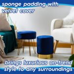 1x Black H36 x D29cm Round Velvet Footstool Foot Stool Pouffe Seat - Image 3