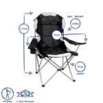 1x Black High Back Padded Camping Armchair Folding Portable Outdoor Fishing Seat - Image 2