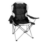 1x Black High Back Padded Camping Armchair Folding Portable Outdoor Fishing Seat