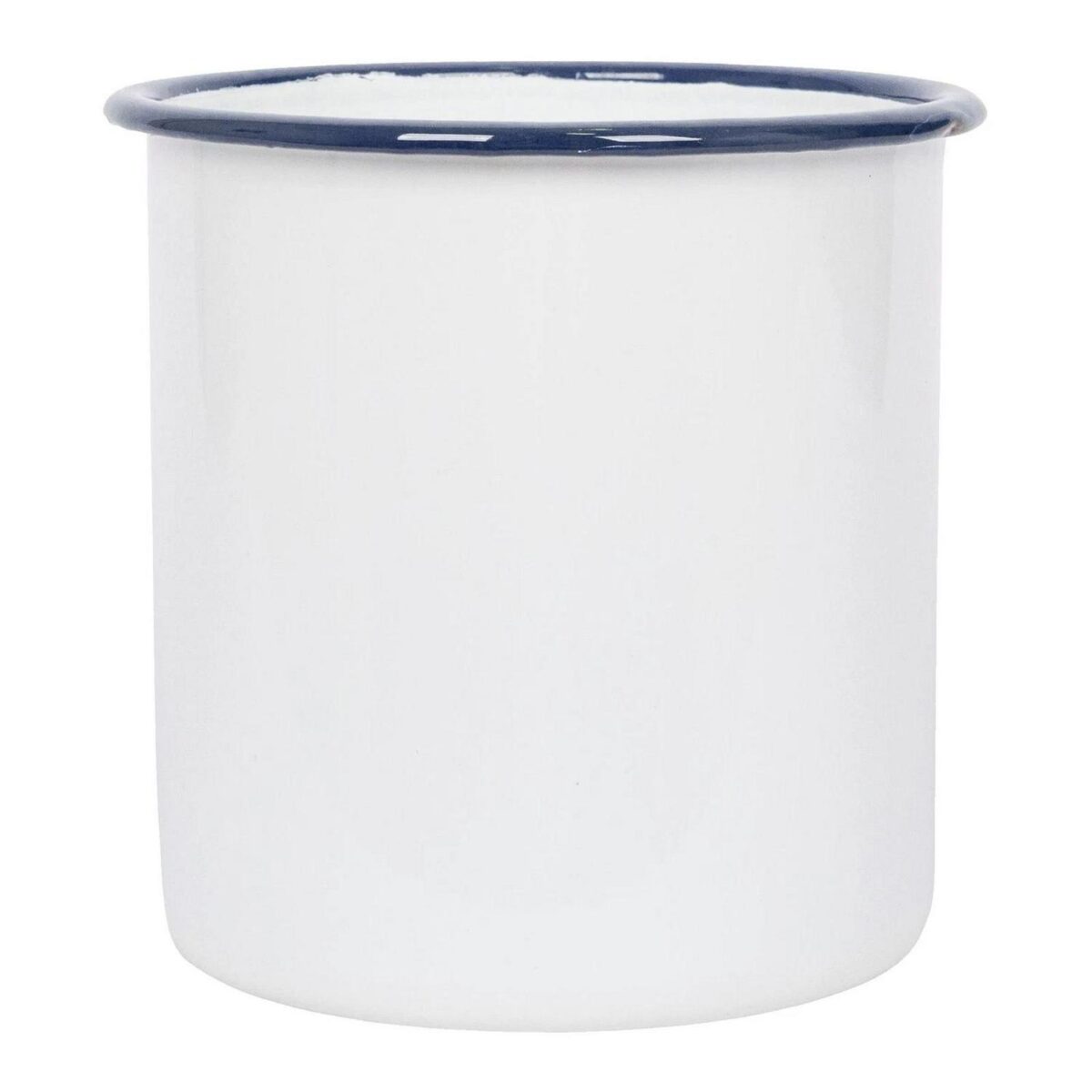 1x Blue 15.5cm White Enamel Utensil Holder Kitchen Cutlery Spoon Storage Rack - Image 1