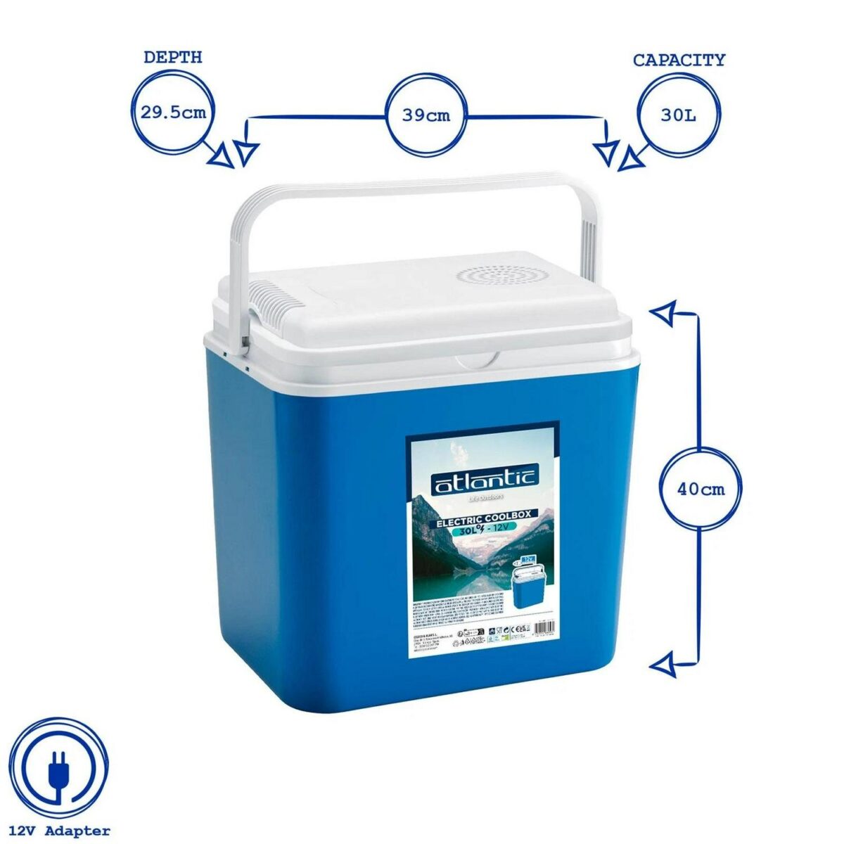 1x Blue 30L 12V Electric Cool Box Large Insulated Camping Picnic Food Cooler - Image 3